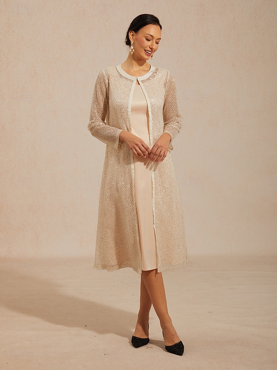 2026年 女性用 ジャケット スパンコール レース メッシュ エレガント 日常 レディース 長袖 クルーネック 日常 結婚式のゲスト シャンパン 夏 春 秋  コレクション – $81.99 –P7