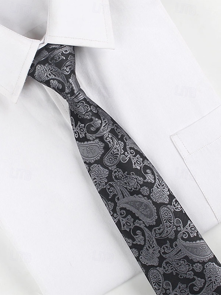Pánská kravata s paisley vzorem, polyesterový materiál, více barev, ideální pro svatby a formální události 2026 - $14.99 –P8