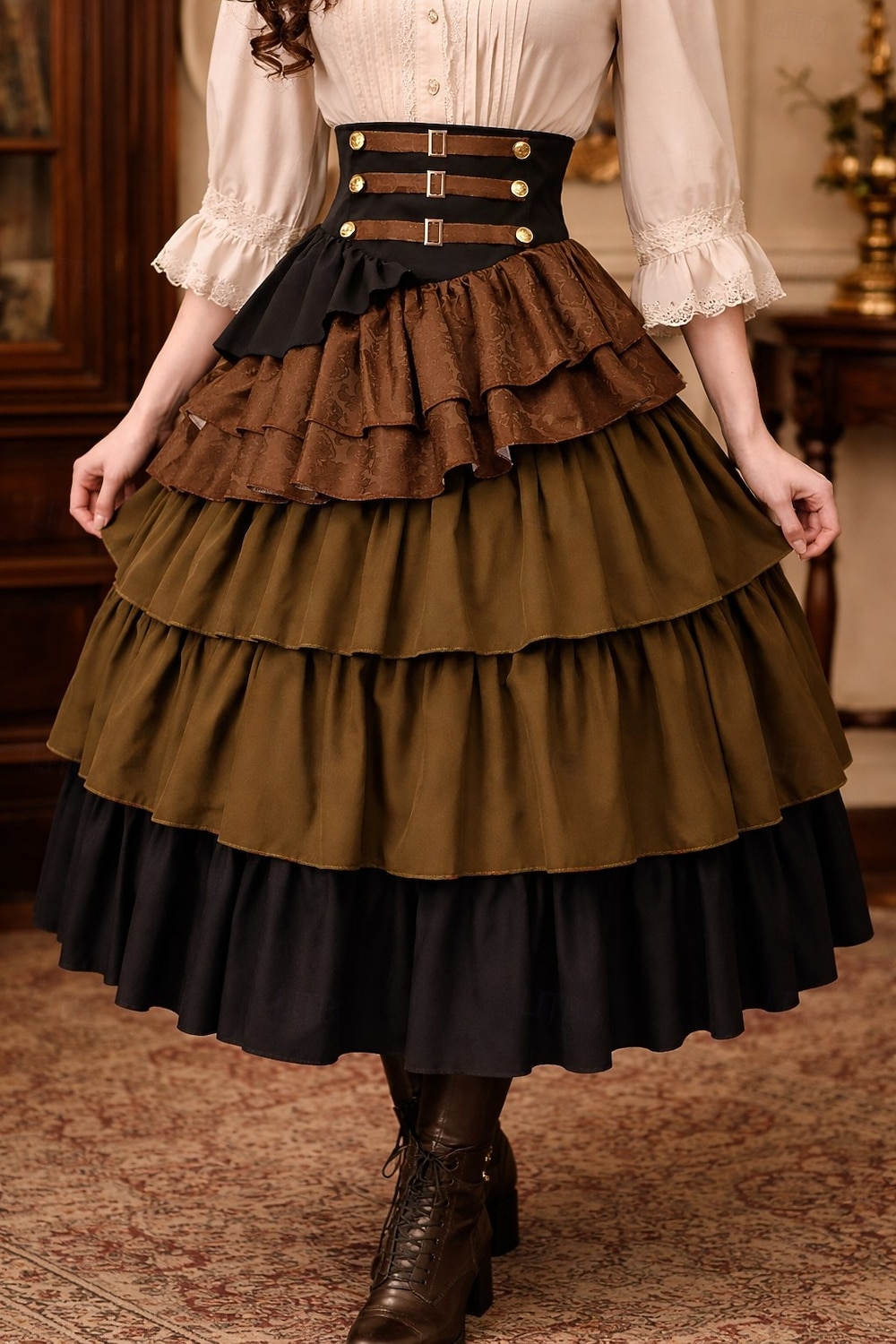Medievale Rinascimento Steampunk Gonna Costume di fantasia Pirata Costume Per donna Halloween Carnevale Performance LARP Fiera Rinascimentale Adulti Gonna del 2026 a $65.99 –P10