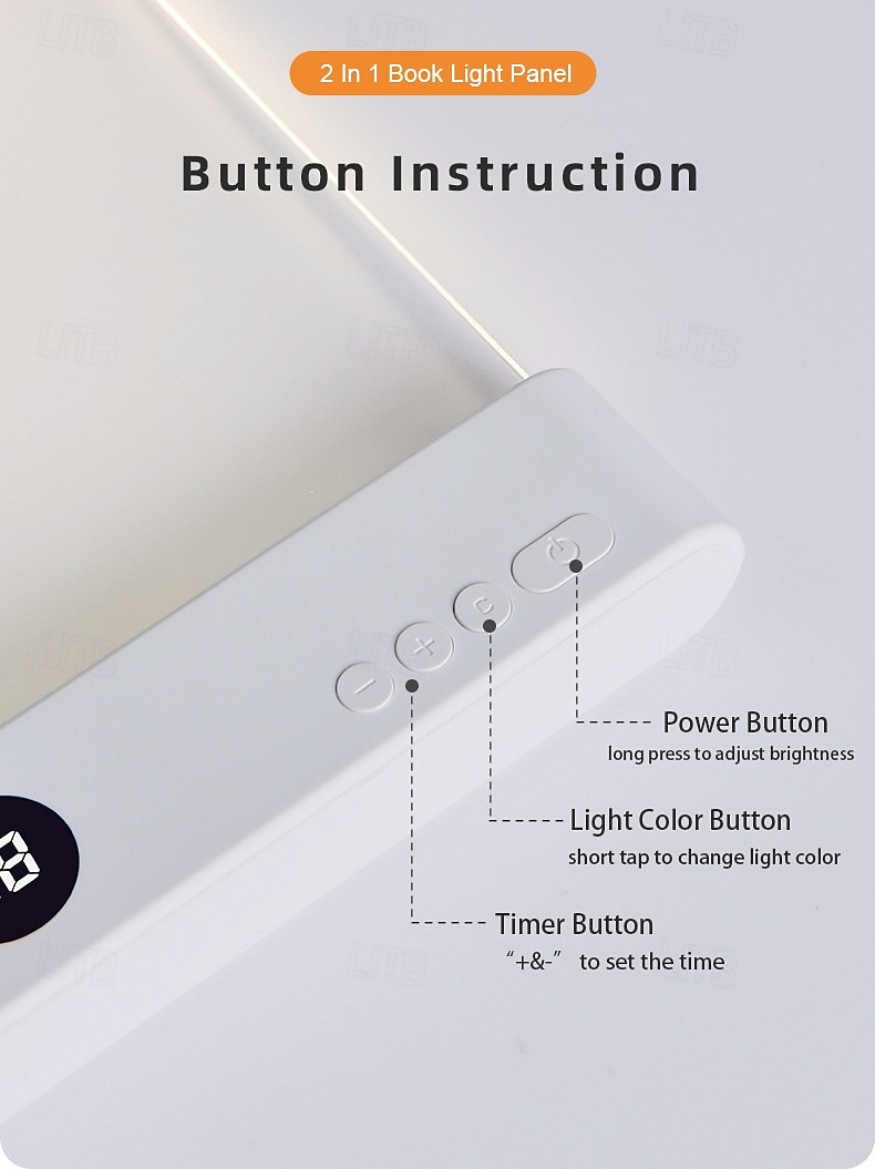 Luminária de leitura LED recarregável, transparente e plana, com 3 cores. &Luzes de leitura com temporizador e intensidade ajustável para leitura noturna, luminária de painel para desenho com de 2026 por $31.99 –P3