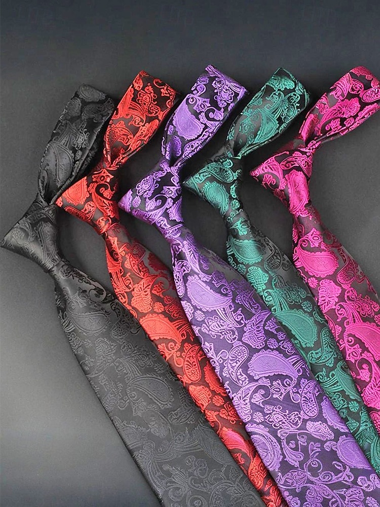 Pánská kravata s paisley vzorem, polyesterový materiál, více barev, ideální pro svatby a formální události 2026 - $14.99 –P7