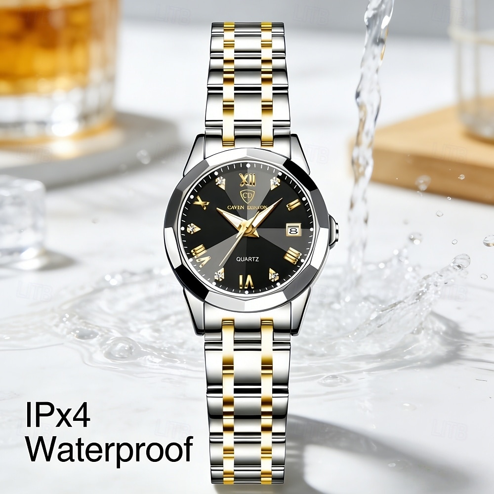 paar horloges, heren &Charmante luxe dameshorloges met strassversiering, kalenderfunctie en nachtverlichting. Modieuze, casual horloges, de perfecte accessoires voor verjaardagen, feestdagen en 2026 - $44.99 –P5