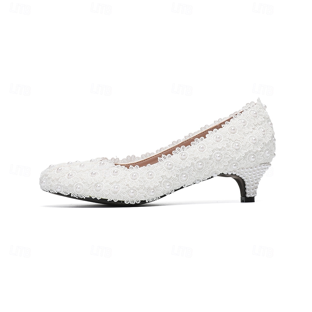 Zapatos de tacón bajo con cuentas de marfil para mujer, elegantes zapatos de novia para bodas en la ciudad. 2026 - $46.99 –P5