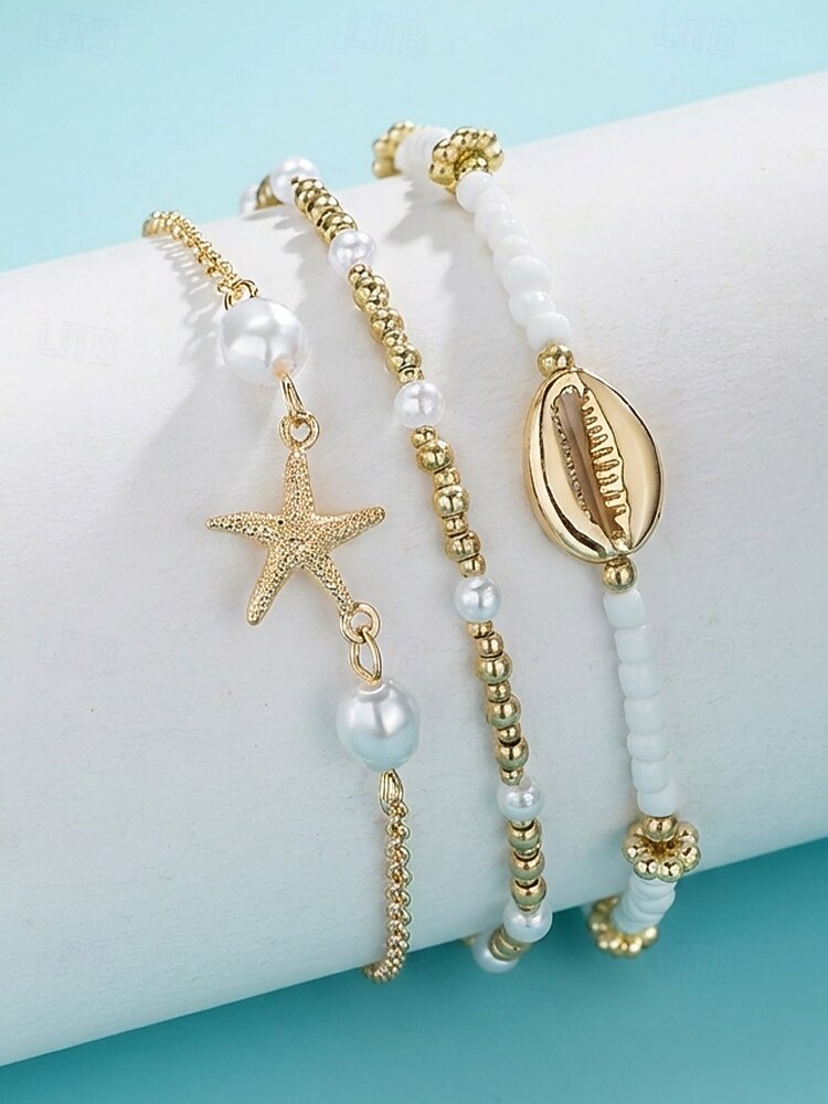 Dámské vícebarevné bohémské náramky na kotník z pryskyřice a slitiny, perleťový a mušlový design, ideální na dovolenou, běžné nošení. 2026 - $7.99 –P3