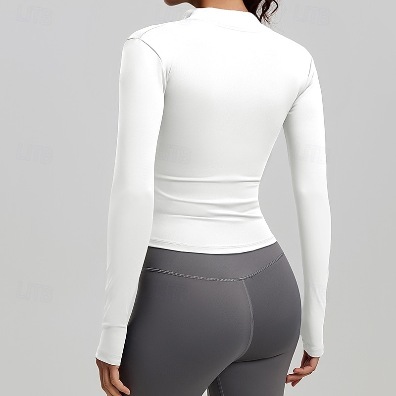 Per donna Tinta unita Giaccia da corsa Giacca da esterno Giacca sportiva Estate Primavera Autunno Cerniera completa Snello Manica Lunga Asciugatura Rapida Leggero Elastico Traspirante Palestra Corsa del 2026 a $20.99 –P8