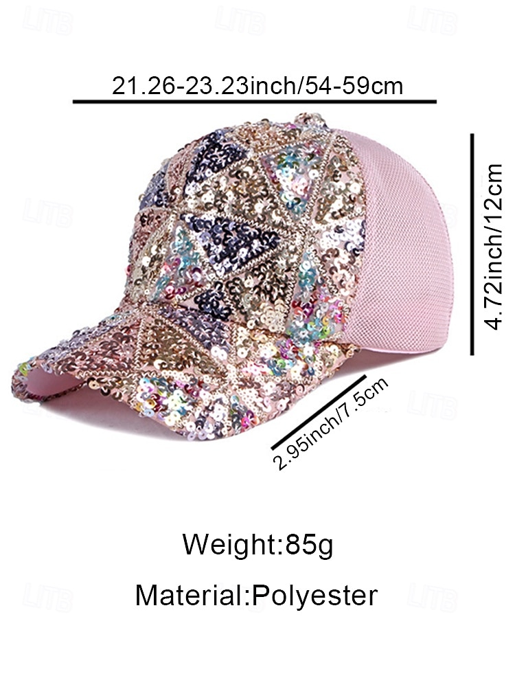 Women's Multi-Color Bohemian Style Sequin Cap, Breathable Polyester, Perfect for Vacation and Daily Casual Wear 2026 - $11.99 –P12