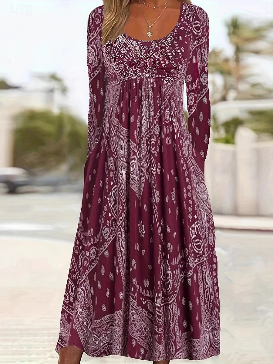 Femmes Robe Midi Robe Décontractée Élégant Mode Moderne Extérieur Vacances Sortir Coupe régulière Uni manche longue Col ras du cou Bleu Rouge Gris Été Printemps de 2026 ? $21.99 –P3