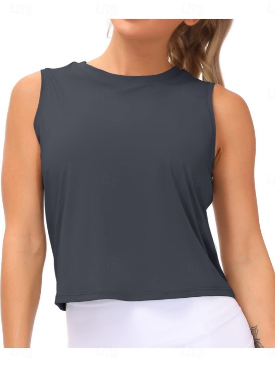 Femmes Chemisier Uni Actif ancien Sans manches Col ras du cou Hauts Réguliers Quotidien Salle de sport Fête Noir Blanche Rose Claire Gris foncé Été Printemps de 2026 ? $16.49 –P3