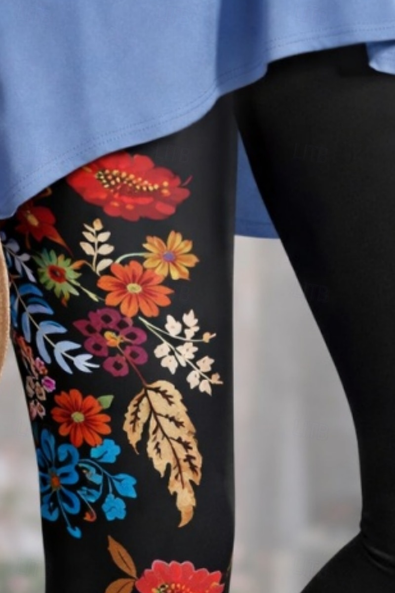 Damen Chinos Leggings Urlaub Vintage Streetwear Capris Hohe Taille Blumen Grafik Drucken Komfort Weich Bequem Dehnbar Täglich Outdoor Urlaub Schwarz Sommer Frühling Herbst Schmale Passform 2026 - $19.99 –P2