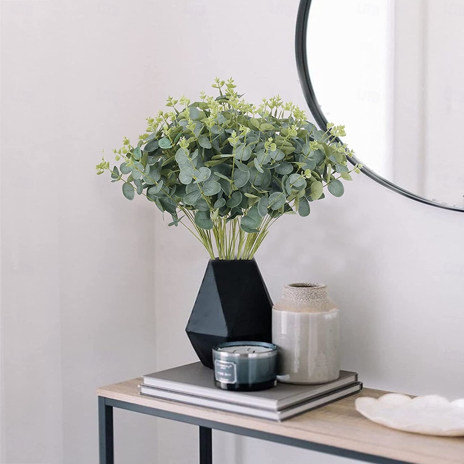 4 paquetes de tallos de eucalipto artificiales, hojas de eucalipto dólar de plata falsas, ramas verdes para arreglos florales. &decoración del hogar 2026 - $26.99 –P5