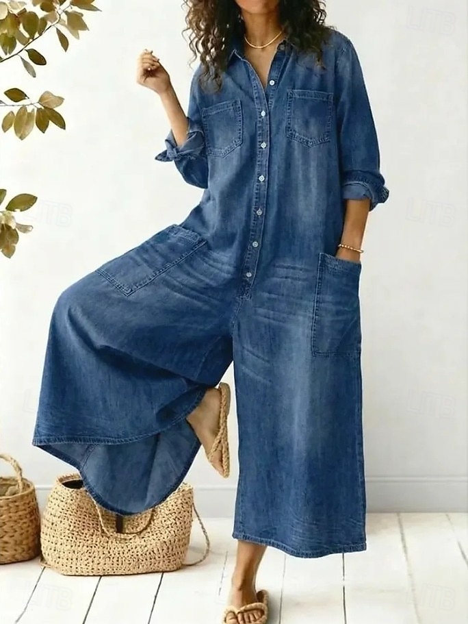 Mulheres Macacão Ativo Manga Longa Perna larga Diário Férias Ajuste Largo Azul Preto Primavera de 2026 por $52.99 –P1