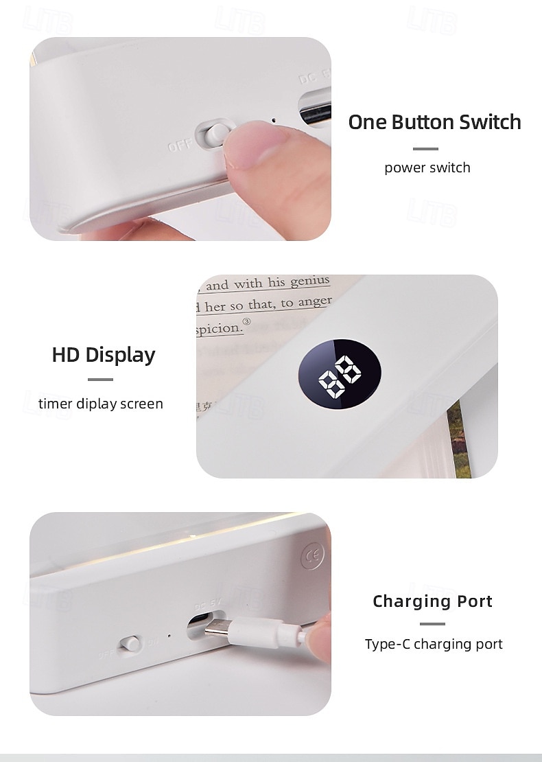 Luminária de leitura LED recarregável, transparente e plana, com 3 cores. &Luzes de leitura com temporizador e intensidade ajustável para leitura noturna, luminária de painel para desenho com de 2026 por $31.99 –P2