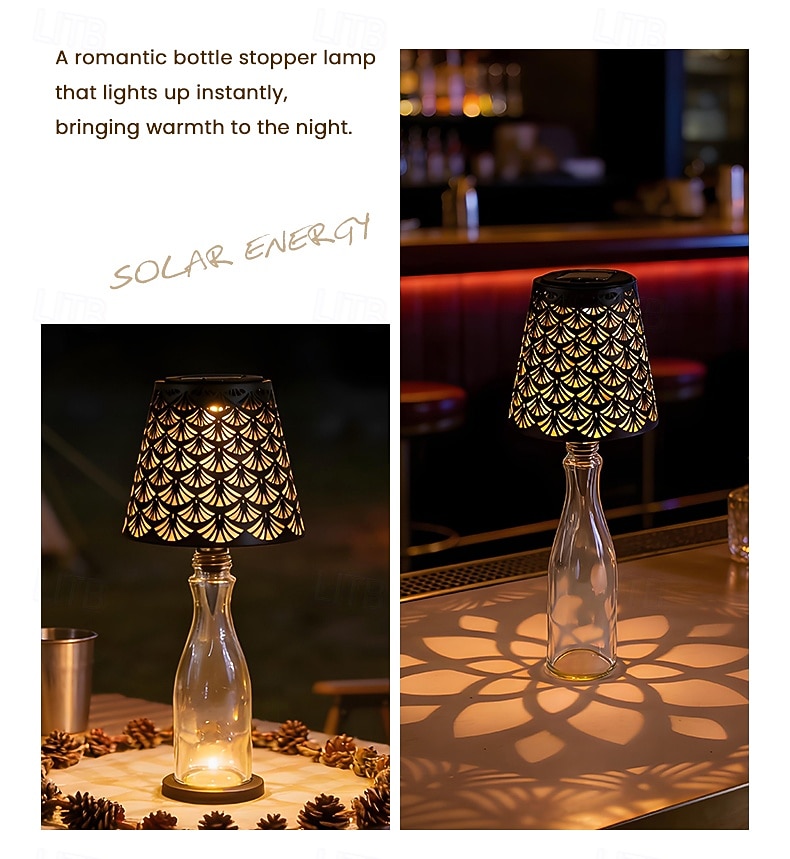 1 Pc Outdoor Solar LED Bottle Stopper Light, Wine Bottle Lamp, Embedded Light for Indoor Living Room, Dining Room, Bar, Camping, Tabletop Decor, Hollow Projection Accent Light 2026 - $23.99 –P7