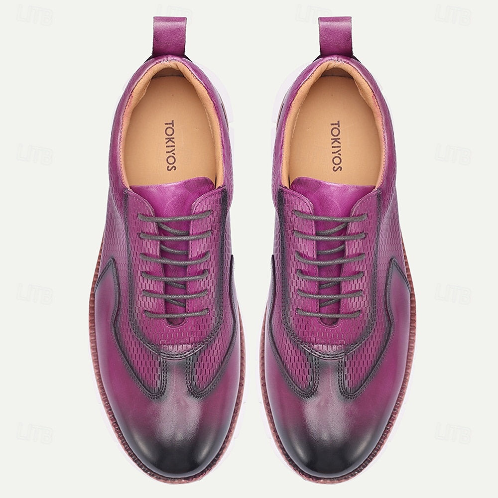 Men's Genuine Leather Fashionable Purple Dress Shoes, Unique Design for Weddings and Special Occasions 2026 - $89.99 –P3