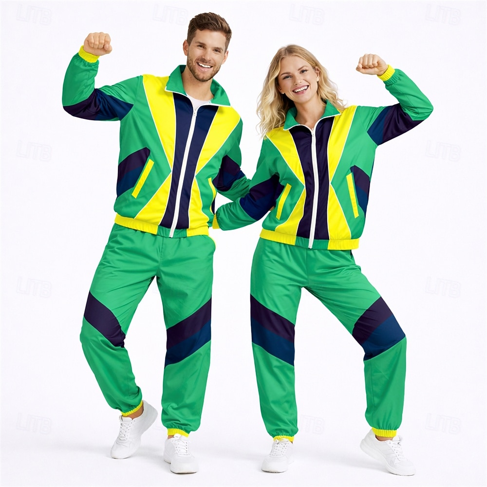 Hippie 1980er Streetstyle Hose Outfits Jacke langarm Disco Kostüm Unisex Karnevalskostüm Maskerade Alltagskleidung Party & Abend Alltagstauglich Erwachsene Oberteil Hose 2026 - $51.99 –P1