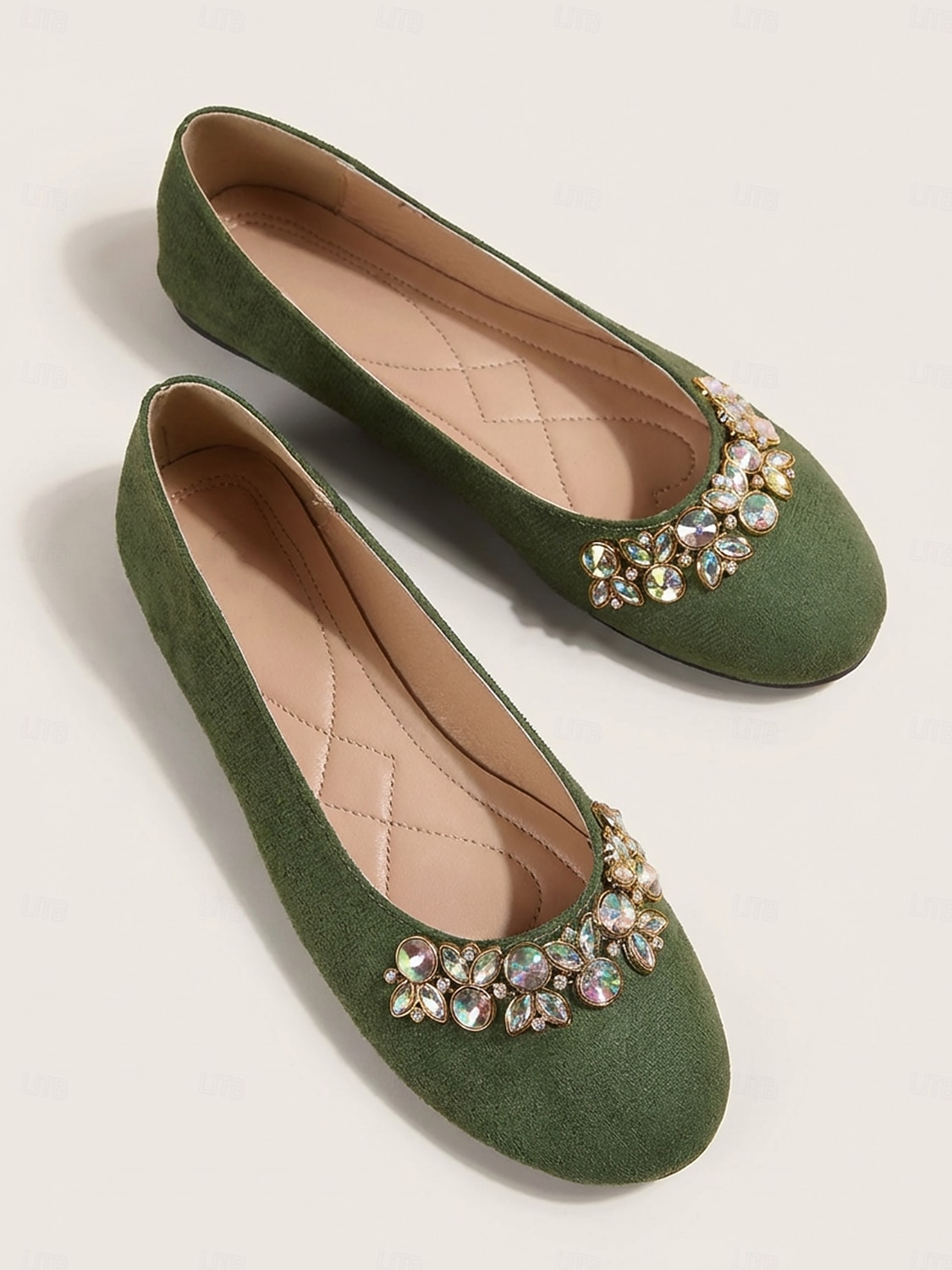 Pinkfarbene Wildleder-Ballerinas für Damen mit Strassverzierungen – bequeme Slipper für Alltag, Arbeit und Shopping 2026 - $19.99 –P3