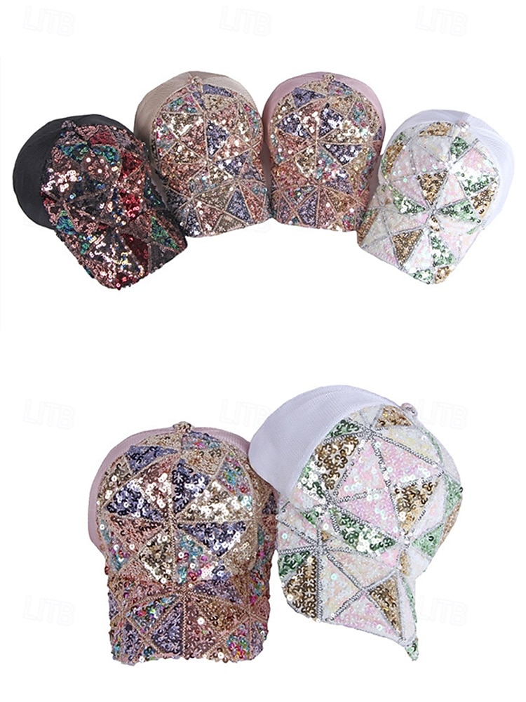 Boné feminino multicolorido estilo boho com lantejoulas, poliéster respirável, perfeito para férias e uso casual no dia a dia. de 2026 por $11.99 –P4