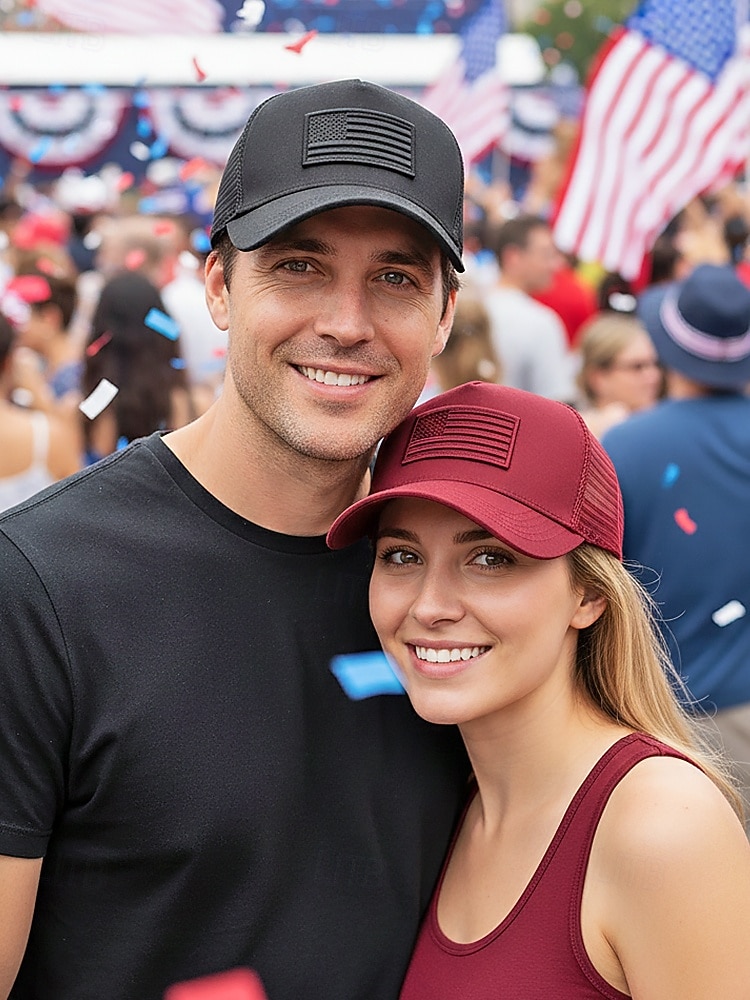Vereinigte Staaten 250. Jubiläum Herren American Flag Trucker Cap - Bestickte USA Mesh Kappe für den Unabhängigkeitstag - Atmungsaktive Polyester patriotische Baseballmütze in mehreren Farben 2026 - $11.99 –P1