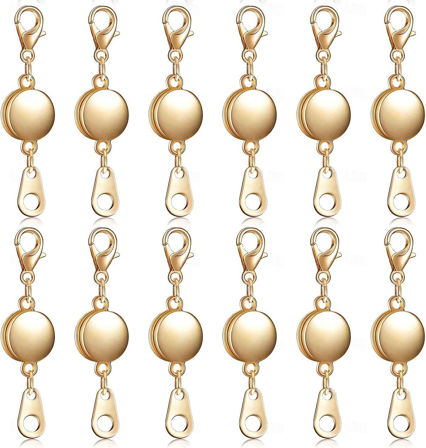 Balení 12 magnetických zapínání a sponek na náhrdelníky. Prodlužovač šperků na náhrdelník se silným magnetem. Magnetická spona na náhrdelník pro výrobu šperků, náhrdelníků a náramků. Zlaté a stříbrné 2026 - $15.99 –P9