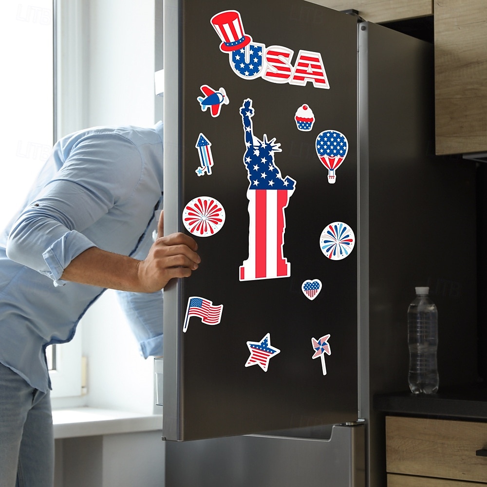 magnetiske kjøleskapsklistremerker for amerikanske uavhengighetsdager, bilklistremerker, feriedekorasjon, tegneserie, vanntette magnetiske klistremerker 2026 - $17.99 –P3