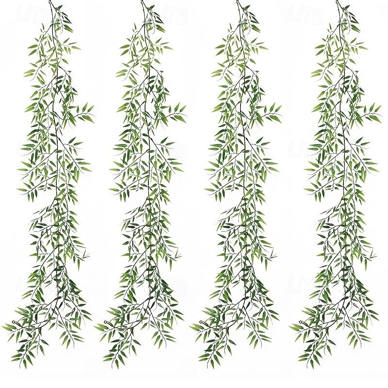 أربع حزم من النباتات الاصطناعية المعلقة، تشمل نباتات الخيزران، وأوراق الكينا، ونباتات اللبلاب، ونباتات اللبلاب الاصطناعية، وديكورات الغرف، وديكورات الحدائق المنزلية، وحفلات الزفاف، والديكورات الداخلية 2026 - $21.99 –P8