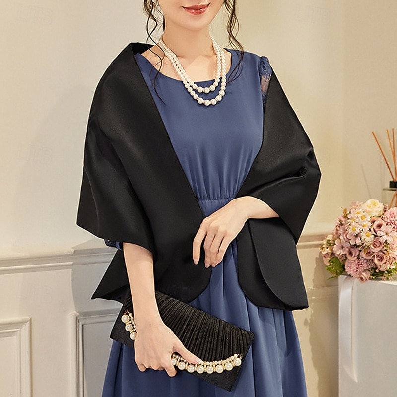 Schals Damenumhang Umhänge für die Mutter Brautumhänge Umhänge für Hochzeitsgäste Elegant Damen Formaler Stil Ärmellos Polyester Hochzeit Schals Mit Unifarbe Für Täglich Sommer 2026 - $22.99 –P4