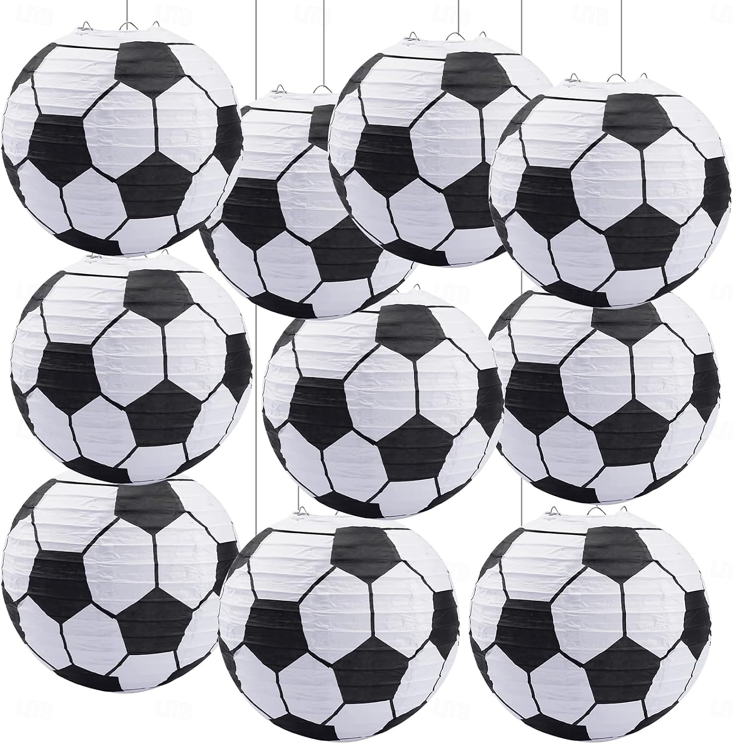 10-osainen jalkapallopaperilyhtyjuhlakoristeet, vuoden 2026 jalkapallo-ottelun teema, sisätiloissa roikkuva pöydän keskipiste, syntymäpäiväjuhlien koristeet 2026 - $23.99 –P1