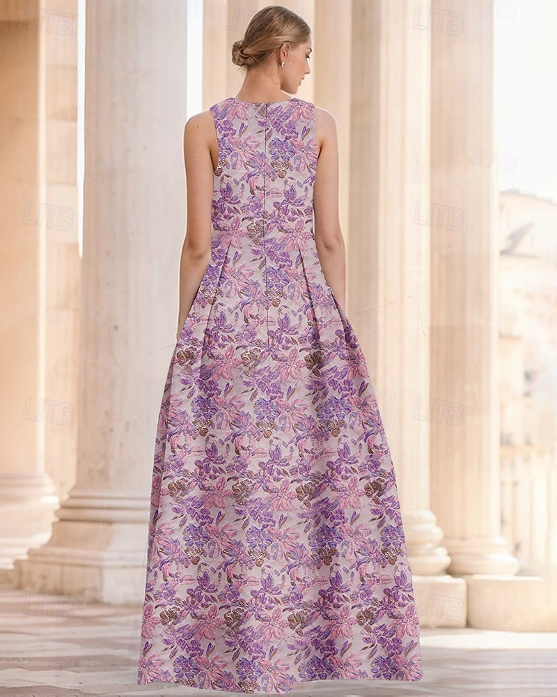 גזרת A עד הריצפה שמלות ערב אלגנטית וינטאג' ללא שרוולים צווארון V חתונה רשמי ניילון עם שסע כיס 2026 - $186.99 –P7