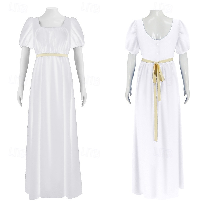 19. Jahrhundert Regency-Zeit Knöchellänge Kleid Kurze Ärmel Prinzessin Dame Edelfrau Einfarbig Quadrathals Kostüm Damen königlich Halloween Karneval Teegesellschaft LARP Renaissance-Messe Erwachsene 2026 - $58.99 –P2