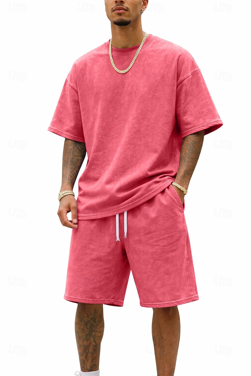 Men T-shirt Suits Tracksuit Shorts and T Shirt Set Short Sleeve Crew Neck Summer Color Block Gymnatics Casual 2 Piece Distressed Casual Vacation Daily Wear Army Green Black Gray Top Tee for Men 2026 - $35.99 –P13