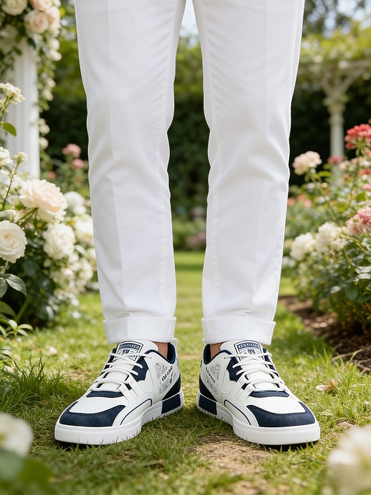 Men's Faux Leather Casual Sneakers, Comfortable Stylish Shoes for Garden Weddings, Ideal for Casual Wedding Guests 2026 - $42.99 –P3