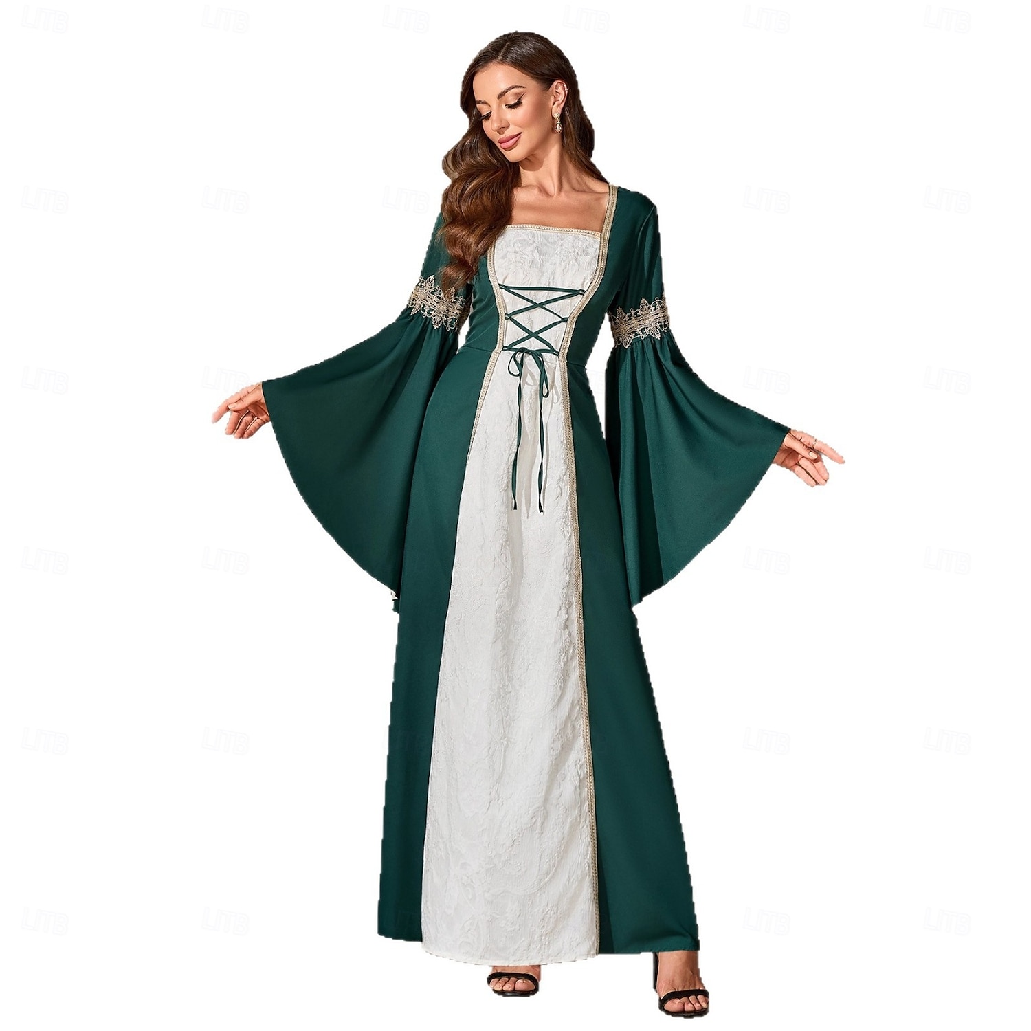 Retro / vintage Medieval Renascentist Lungime Podea Rochii Mâneci Lungi vrăjitoare Viching Costume de fancy Pentru femei Fantezie Halloween Carnaval Petrecere Târgul Renașterii LARP Adulți Rochie 2026 - $68.99 –P5