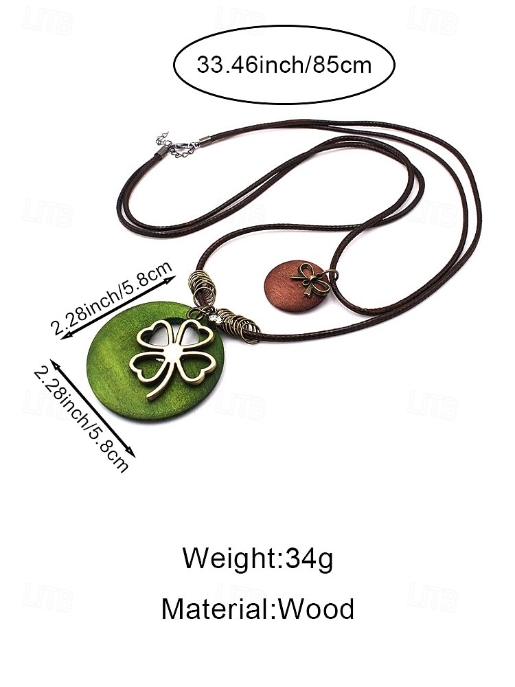 Women's St. Patrick's Day Green Shamrock Necklace in Wood and Alloy, Festive Multi-Color Irish Accessories for Women, Perfect for Holiday Parties and Parades. 2026 - $11.99 –P9