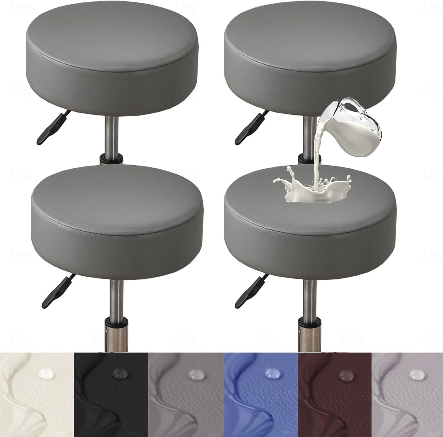 4 шт. эластичных водонепроницаемых чехлов для барных стульев из искусственной кожи, круглые кожаные чехлы для сидений барных стульев с эластичными лентами. 2026 - $28.99 –P11