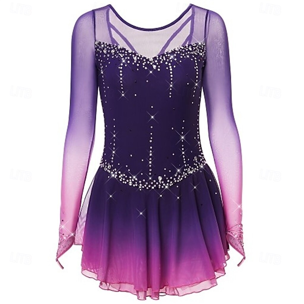 Vestido de patinaje artístico Chica Patinaje Sobre Hielo Vestidos Negro Blanco Amarillo Retazos Costura asimétrica Elástico Entrenamiento Competición Ropa de Patinaje Clásico Cristal / Strass Manga 2026 - $241.49 –P16