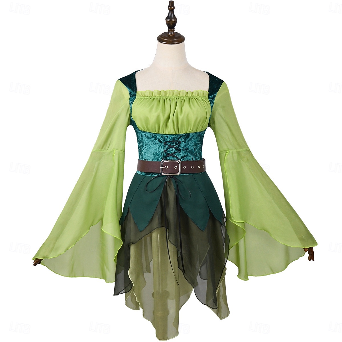 Středověké Renesanční Šaty Fancy kostým Elf Víla Elfí Maškarní kostým Dámské Fantazie předvečer Všech svatých Karneval Výkon LARP Ren Faire Dospělé Šaty Pásek 2026 - $38.99 –P1