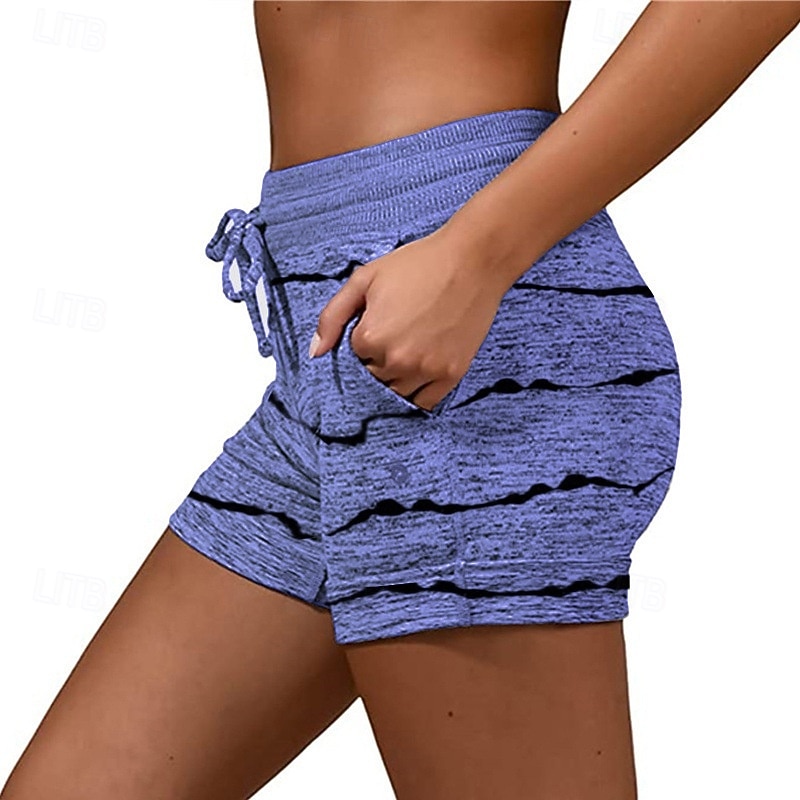Damen Jogginghose Chinos Shorts Urlaub Mode Streetwear Kurz Hohe Taille Gestreift Elastischer Bund Drucken Bequem Komfort Weich Dehnbar Outdoor Urlaub Straße Blau Hellgrau Königliches Blau Purpur 2026 - $16.99 –P6