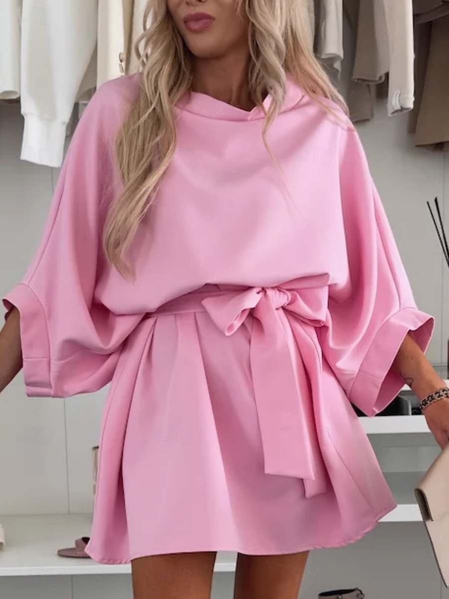 Damen Minikleid A Linie Kleid Sommerkleid Lässig Täglich Lässiger Schnitt Einfach Dreiviertelarm Rundhalsausschnitt Blau Rosa Violett Purpur Sommer Frühling 2026 - $34.99 –P1