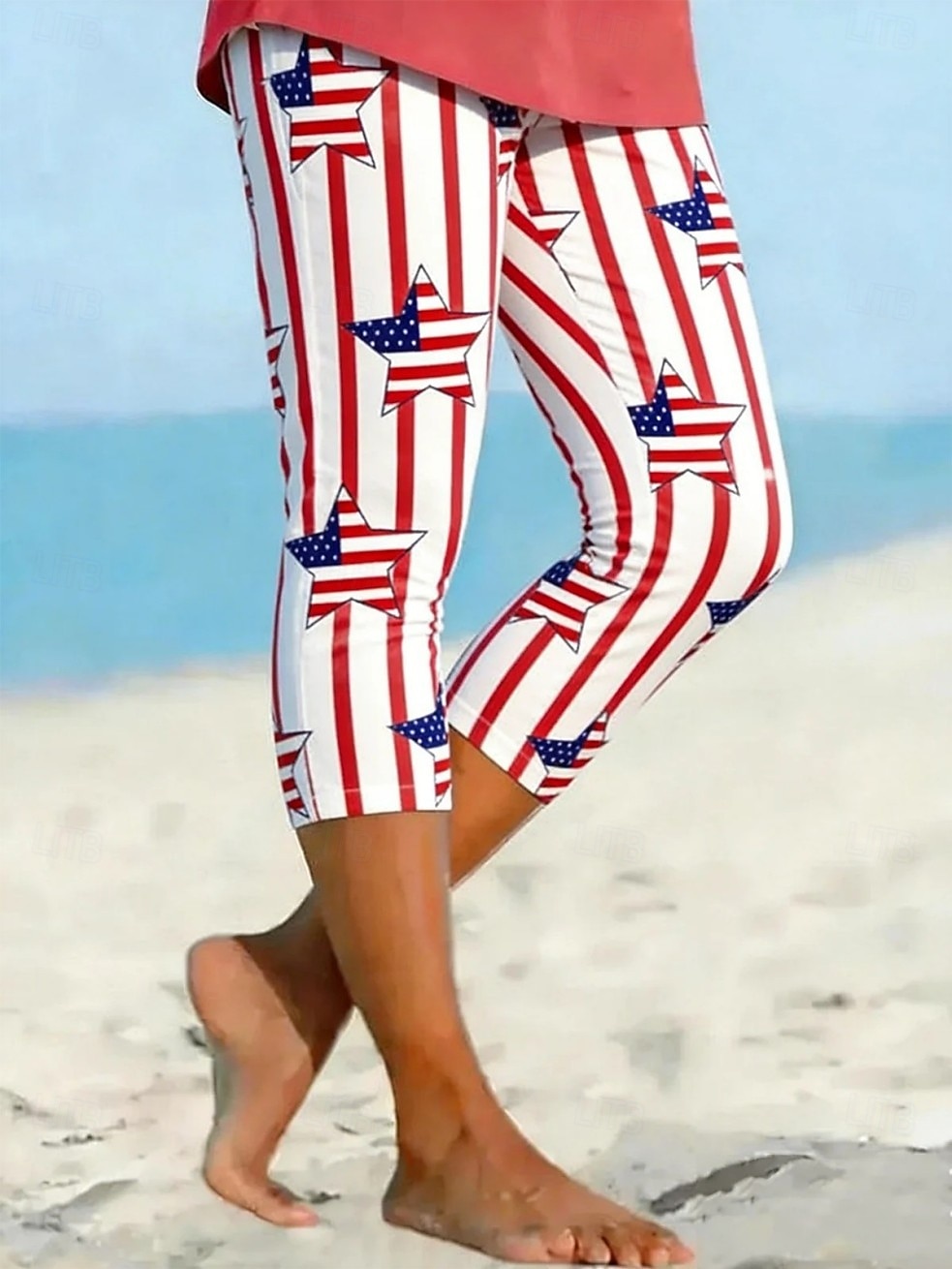 Ημέρα Ανεξαρτησίας Πατριωτικές Γυναικείες Κολάν Διακοπές Vintage Μόδα Καπρί Ψηλή Μέση Παντελόνια Γραφικά Εκτύπωση Σημαία Άνεση Μαλακό Αναπνεύσιμο Ελαστικό Καθημερινό Γραφείο Λευκό  Κόκκινο Λευκό-Μπλε 2026 - $21.99 –P1