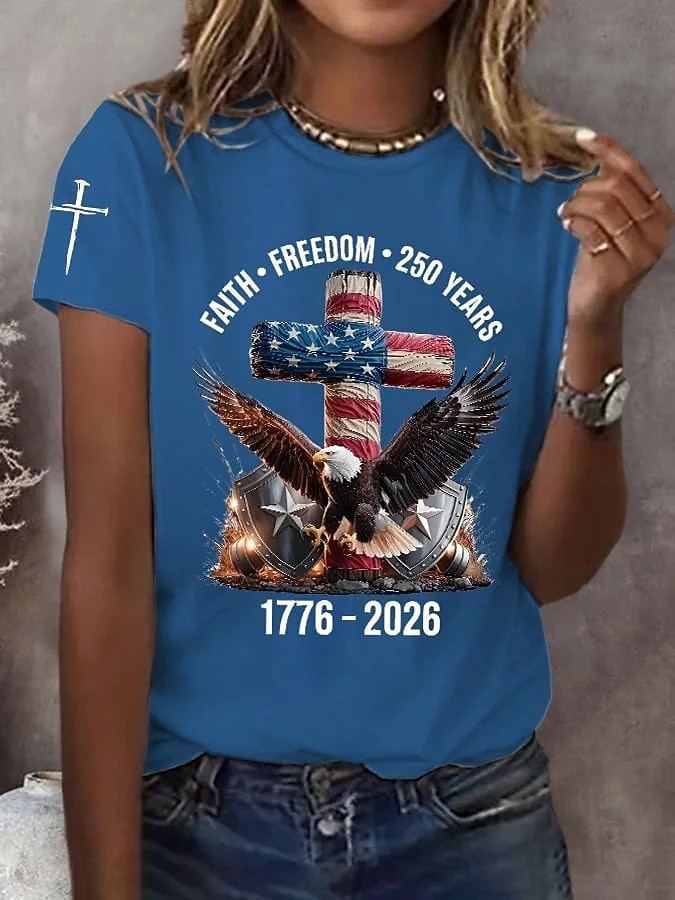 Ziua Independenței Americană Aniversare Patriotic Femei Tricou Print Grafic Steag Litera Șic Clasic Casual Manșon Scurt Gât Regulamentar Topuri Lungi Zilnice Albastru Negru Alb Roșu Vară Primăvară 2026 - $22.99 –P3