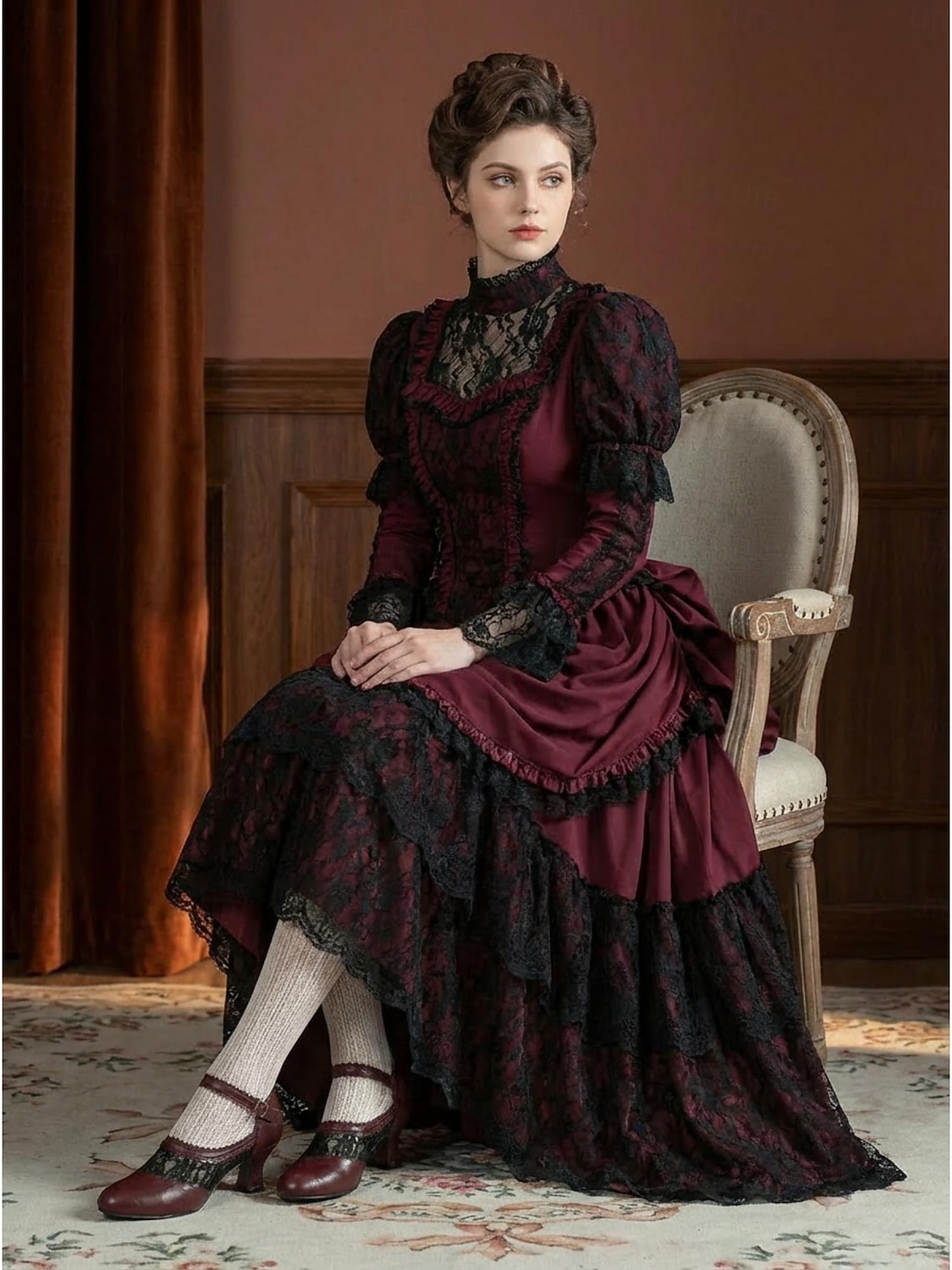 Viktorianske bryllupspumps i blonder til dame – elegante hvite edwardianske sko med mellomhæl og kamskjellkant &ankelstropp for vintagebruder, kulturarvsarrangementer &teselskaper 2026 - $54.99 –P1