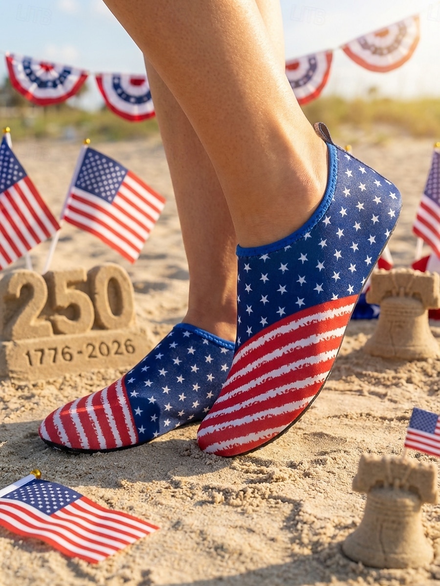 Chaussures aquatiques pour femmes, édition spéciale 250e anniversaire des États-Unis - Chaussures de plage confortables à enfiler, imprimées du drapeau, idéales pour les événements patriotiques, les de 2026 ? $14.99 –P4