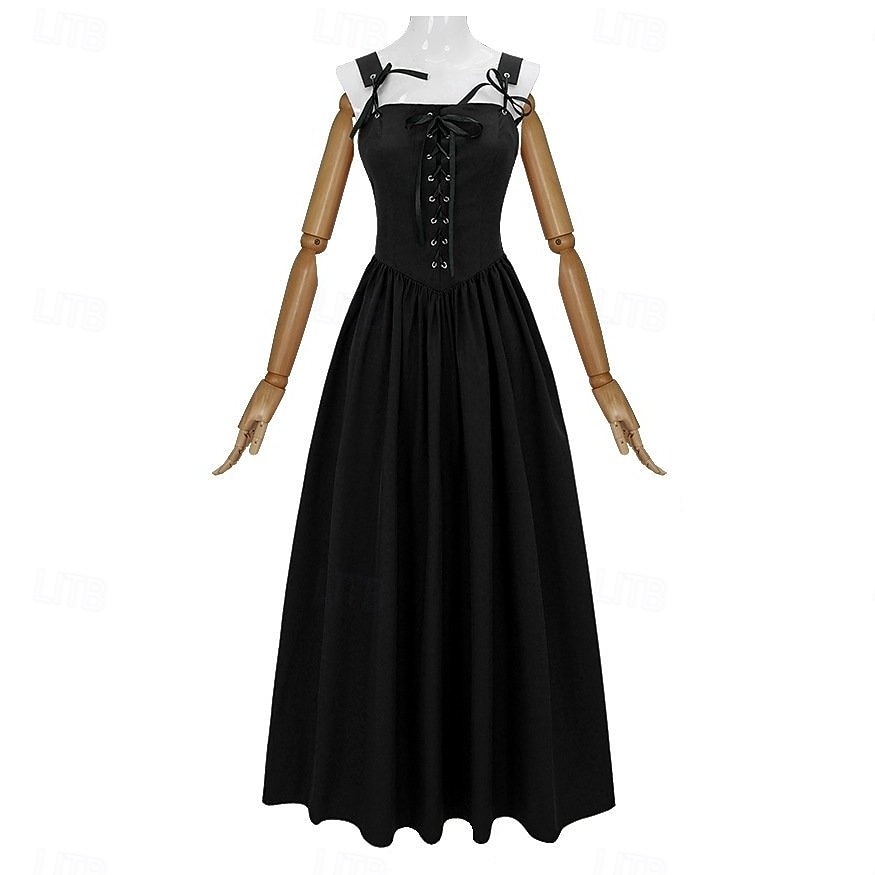 Vintage Medieval Renaissance Long Length Dress Fairy Lace up A-Line Fancy Dress Women's Fantasy Halloween Carnival Masquerade Renaissance Fair LARP Retro Theme Party Adults Dress 2026 - $74.99 –P11
