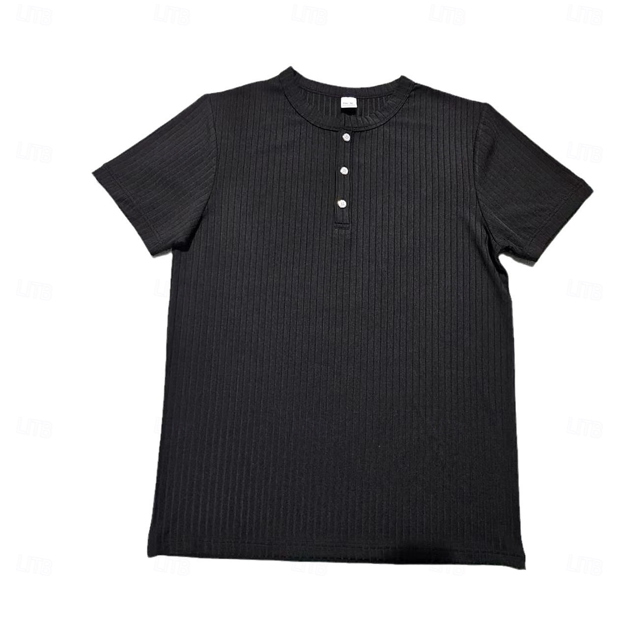 Bărbați Tricou Cămașă musculară Tricou din tricot cu nervuri Tee Top Manșon scurt Mânecă scurtă În V Henley Vară Primăvară Toate Sezoanele Simplu Pit Strip Modă Designer De Bază Nasturi Casual 2026 - $20.99 –P17