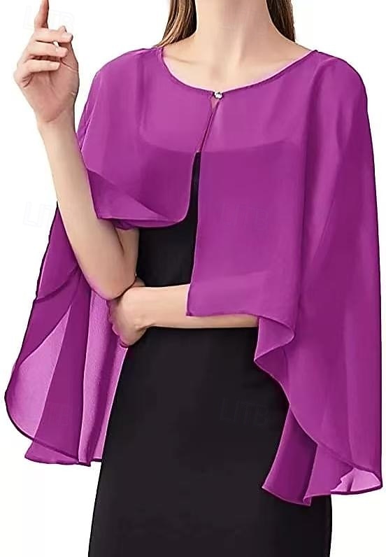 Women's Wrap Mother's Wraps Bridal's Wraps Wedding Guest 's Wraps Cape Elegant Ladies Formal Style Sleeveless Chiffon Wedding Wraps With Pure Color For Daily Summer 2026 - $22.99 –P6
