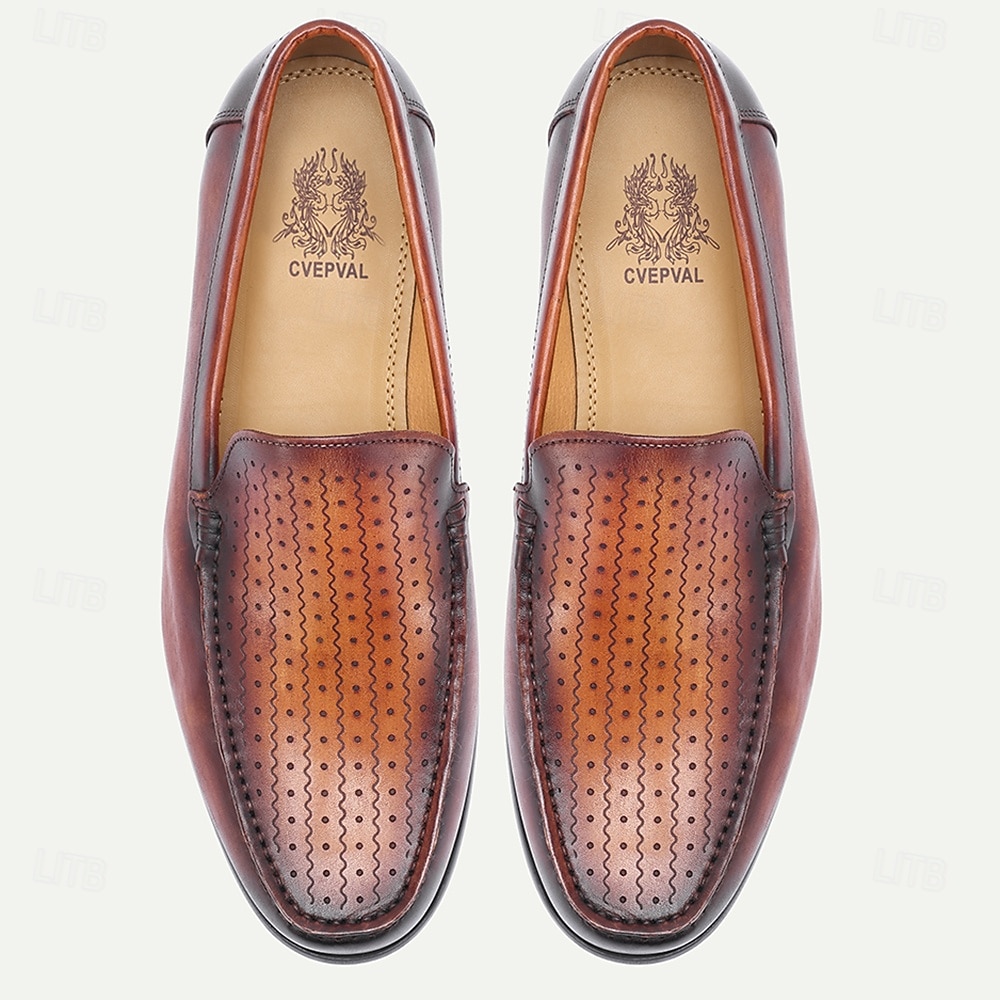 mocassini casual da uomo in pelle pregiata, elegante finitura marrone con cinturino, perfetti per eventi diurni e abbigliamento da resort del 2026 a $84.99 –P4