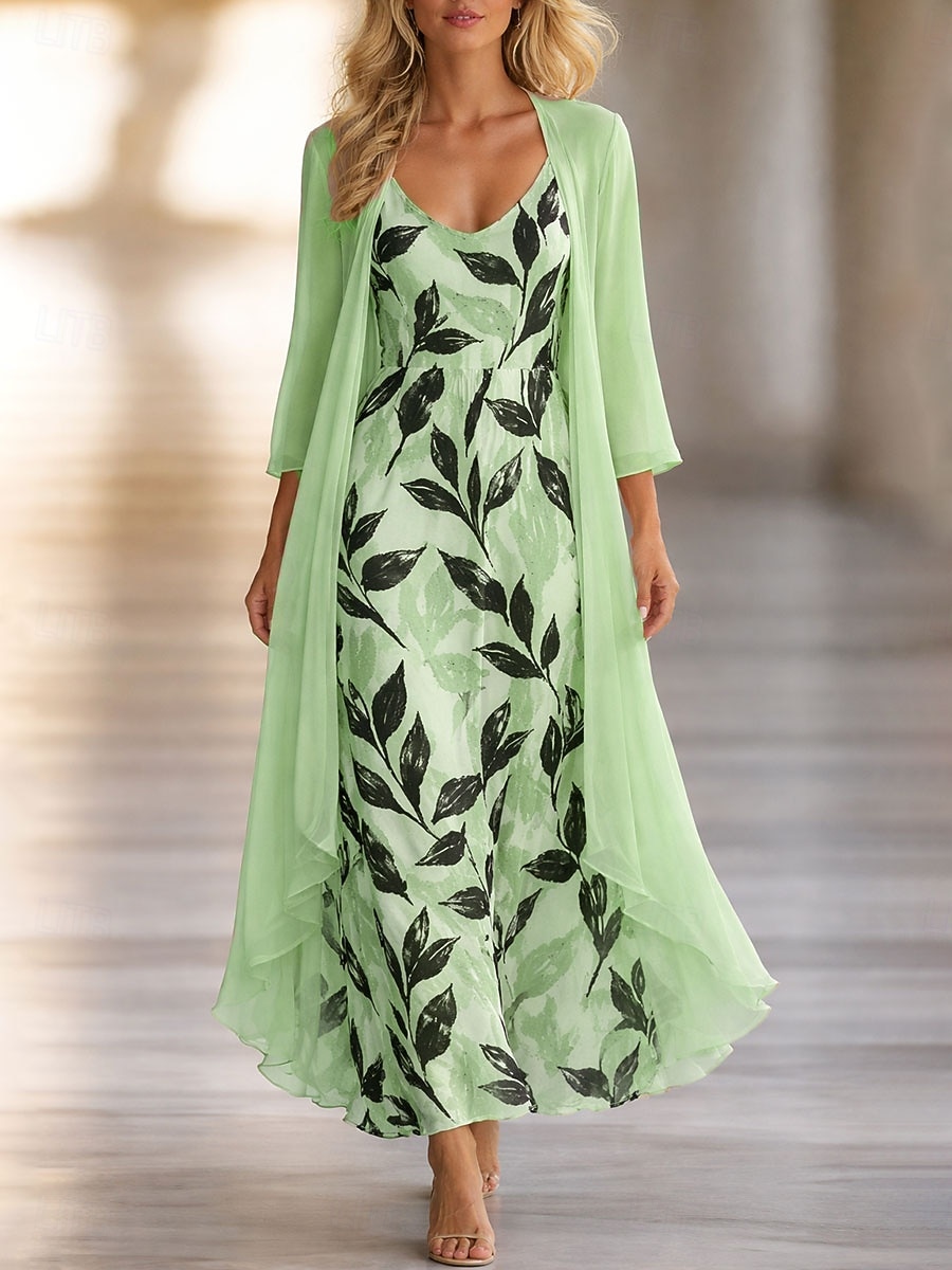 Per donna Insieme del vestito Abito a trapezio Elegante Vacanza Floreale Grafico Stratificato Stampato Abito maxi Manica 3/4 Scollo a V Quotidiano Spiaggia Blu Rosa Viola Estate Primavera Vestibilit del 2026 a $51.99 –P4