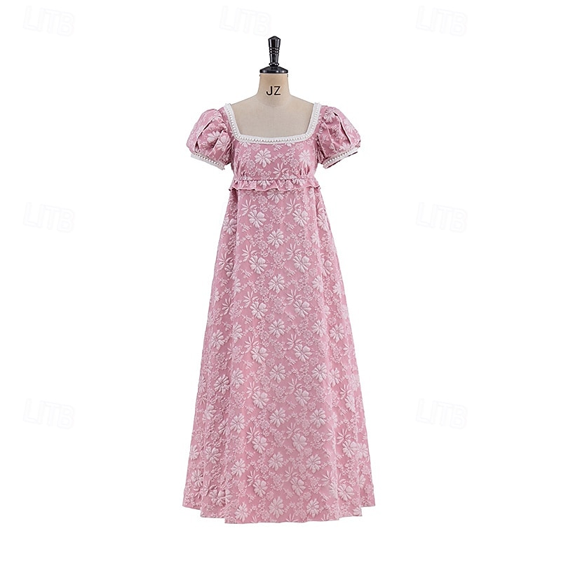 Retro Vintage Mittelalterlich Renaissance Bodenlang Kleid Ballkleid Kleid im Regency-Stil Puffärmel / Ballon Jacquard Blumen Kostüm Damen Halloween Karneval Abschlussball Hochzeit Maskerade Erwachsene 2026 - $55.99 –P1