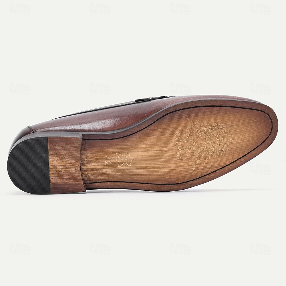 Мужские кожаные лоферы без шнурков премиум-класса, стильный перфорированный дизайн, идеально подходят для повседневной носки и вечерних выходов на курорте. 2026 - $84.99 –P6