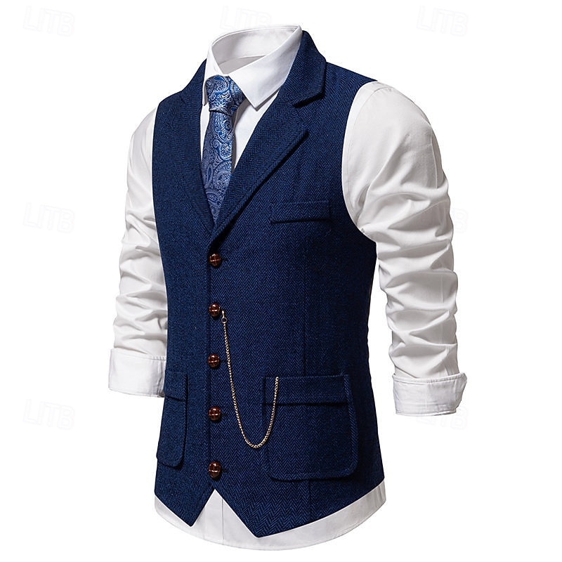 Classical 1920s Retro Vintage Vest Waistcoat The Great Gatsby Groomsmen Fancy Dress Men's Carnival Masquerade Prom Party Wedding Adults' Vest Spring Fall 2026 - $35.99 –P9